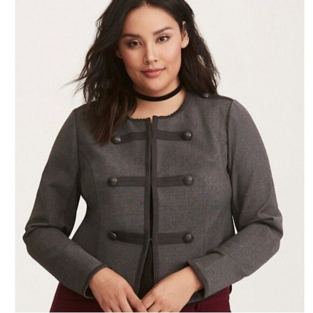 Women's Torrid Jacket Napoleon Charcoal Washed Military New Size Large